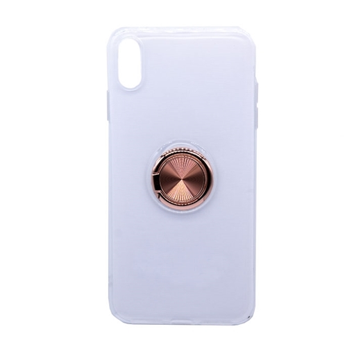 Θήκη Πλάτης Σιλικόνης με Finger Ring  για iPhone XS Max - Χρώμα: Χρυσό - Ροζ