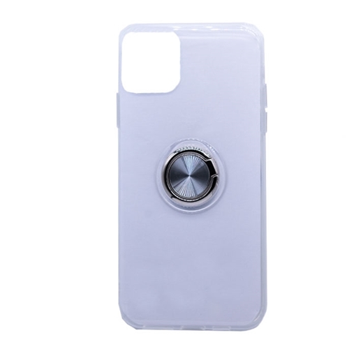 Θήκη Πλάτης Σιλικόνης με Finger Ring  για iPhone 11 Pro Max 6.5 - Χρώμα: Ασημί