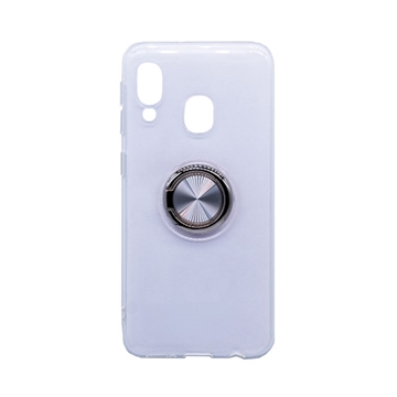 Picture of Silicone Case with Finger Ring for Samsung A202 Galaxy A20e - Color: Silver