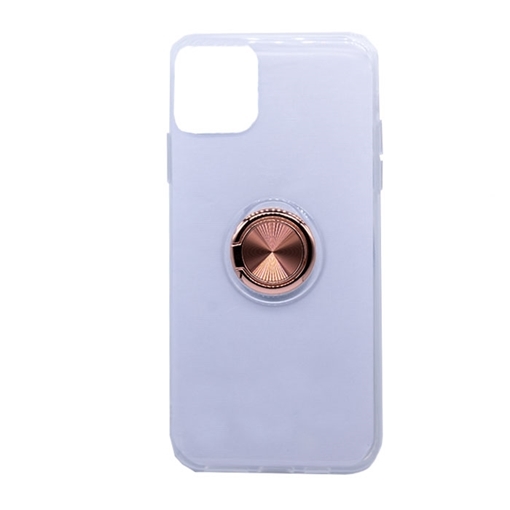 Θήκη Πλάτης Σιλικόνης με Finger Ring  για iPhone 11 Pro Max 6.5 - Χρώμα: Χρυσό - Ροζ