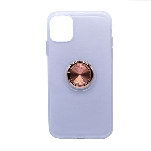 Θήκη Πλάτης Σιλικόνης με Finger Ring  για iPhone 11 Pro - Χρώμα: Χρυσό - Ροζ