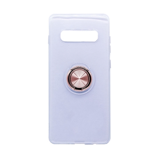 Picture of Silicone Case with Finger Ring for Samsung G975F Galaxy S10 Plus - Color: Rose Gold