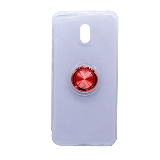 Θήκη Πλάτης Σιλικόνης με Finger Ring  για Xiaomi Redmi Note 8 - Χρώμα: Κόκκινo