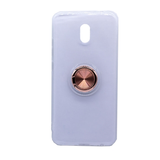 Θήκη Πλάτης Σιλικόνης με Finger Ring  για Xiaomi Redmi Note 8 - Χρώμα: Ροζ - Χρυσό