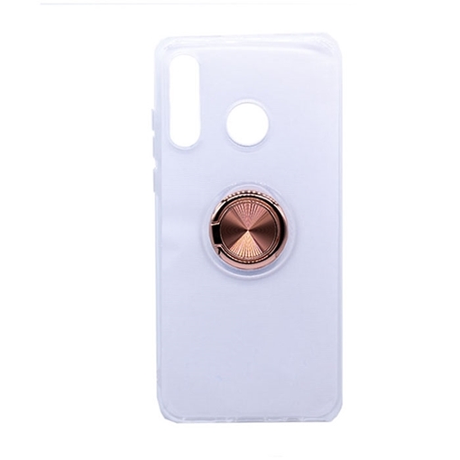 Θήκη Πλάτης Σιλικόνης με Finger Ring  για Huawei P30 Lite - Χρώμα: Χρυσό - Ροζ