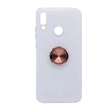 Εικόνα της Θήκη Πλάτης Σιλικόνης με Finger Ring  για Huawei P Smart 2019 - Χρώμα: Χρυσό - Ροζ