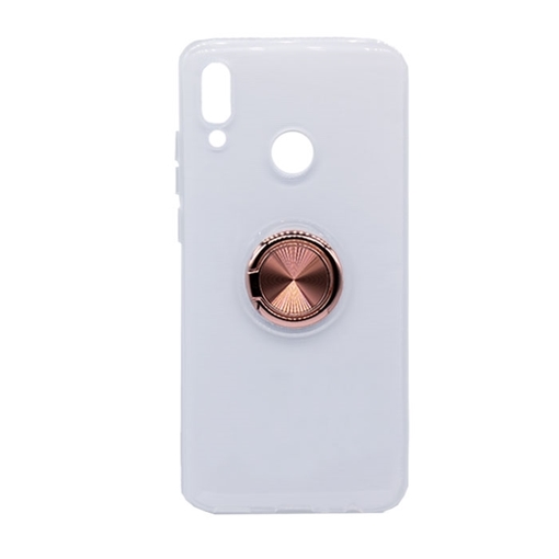 Θήκη Πλάτης Σιλικόνης με Finger Ring  για Huawei P Smart 2019 - Χρώμα: Χρυσό - Ροζ