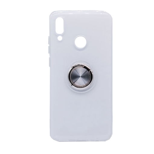 Picture of Silicone Case with Finger Ring for Huawei P Smart 2019 - Color: Silver