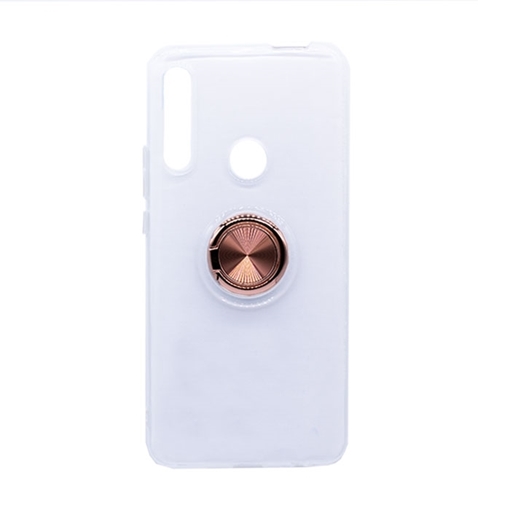 Θήκη Πλάτης Σιλικόνης με Finger Ring για Huawei P Smart Ζ - Χρώμα: Ροζ- Χρυσό
