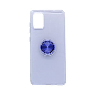 Picture of Silicone Case with Finger Ring for Samsung A715 Galaxy A71 - Color: Blue
