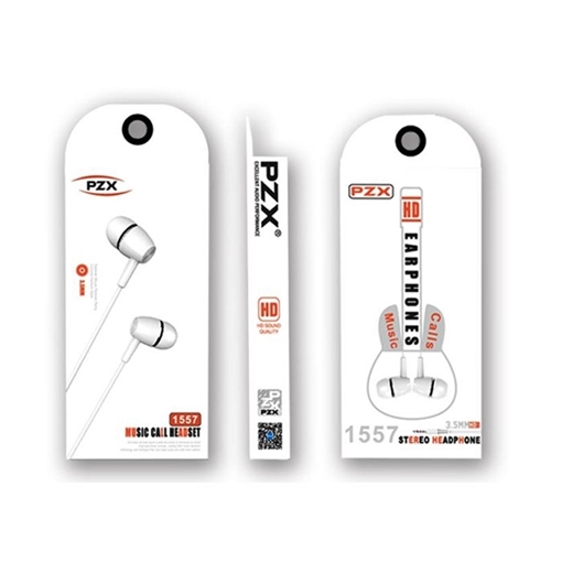 Wired Earphones PZX 1557 Headset Ενσύρματα Ακουστικά - Χρώμα: Λευκό