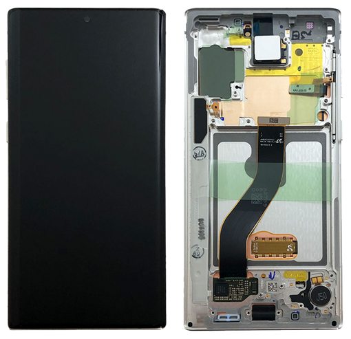 Γνήσια Οθόνη LCD με Μηχανισμό Αφής και Πλαίσιο για Samsung Galaxy Note 10 N970F GH82-20818B - Χρώμα: Λευκό