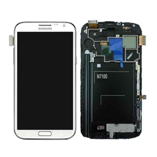 Γνήσια Οθόνη LCD με Μηχανισμό Αφής και Πλαίσιο για Samsung Galaxy Note 2 (N7100) - Χρώμα: Λευκό