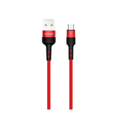 Picture of USAMS US-SJ312 U26 1m Micro-USB Braided Data Charging Cable - Color: Red