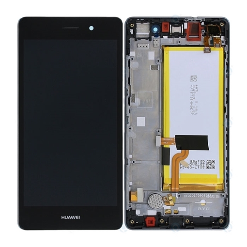 Γνήσια Οθόνη LCD με Μηχανισμό Αφής και Πλαίσιο και Μπαταρία  για Huawei P8 Lite (Service Pack) 02351LLB - Χρώμα: Μαύρο