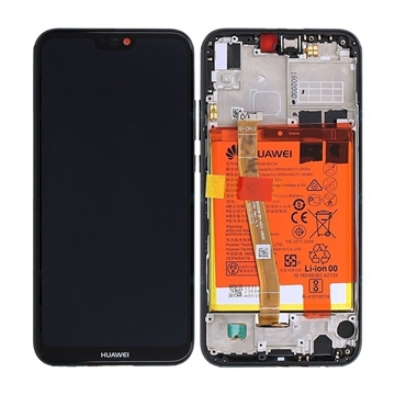 Picture of Original LCD Complete with Frame and Battery for Huawei P20 Lite (Service Pack) 02351VPR - Color: Μαύρο