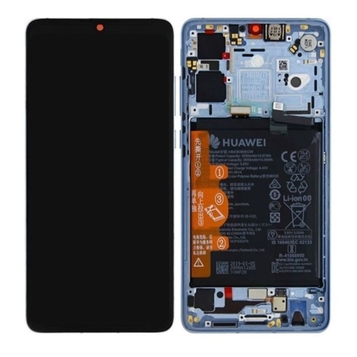 Picture of Original LCD Complete With Frame and Battery for Huawei P30 Lite 2019 (Service Pack) 02352RQA - Color: Μπλε
