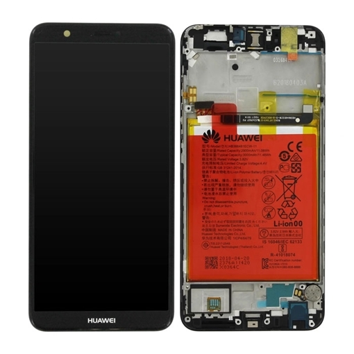 Γνήσια Οθόνη LCD με Μηχανισμό Αφής και Πλαίσιο με Μπαταρία για Huawei P Smart (Service Pack) 02351SVJ/02351SVK - Χρώμα: Μαύρο