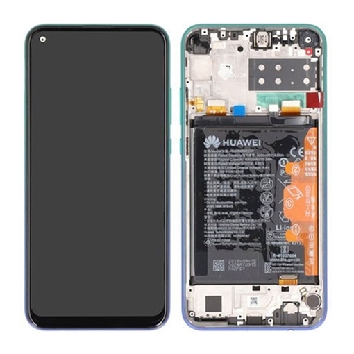 Γνήσια Οθόνη LCD με Μηχανισμό Αφής και Πλαίσιο με Μπαταρία για Huawei P40 Lite E (Service Pack) 02353FMX - Χρώμα: Aurora Blue