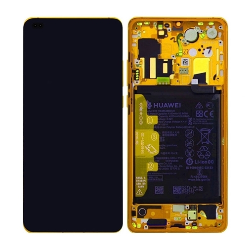 Γνήσια Οθόνη LCD με Μηχανισμό Αφής και Πλαίσιο με Μπαταρία για Huawei P40 (Service Pack) 02353MFV - Χρώμα: Χρυσό