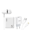 EARLDOM 2020  4σε1 Φορητός Φορτιστής - Καλώδιο Μεταφοράς Δεδομένων - Φορτιστής - Ακουστικά / 4in1 Power Bank - Data Cable - Fast Charger - Earphone (iPhone)  - Χρώμα: Λευκό 5000mAh