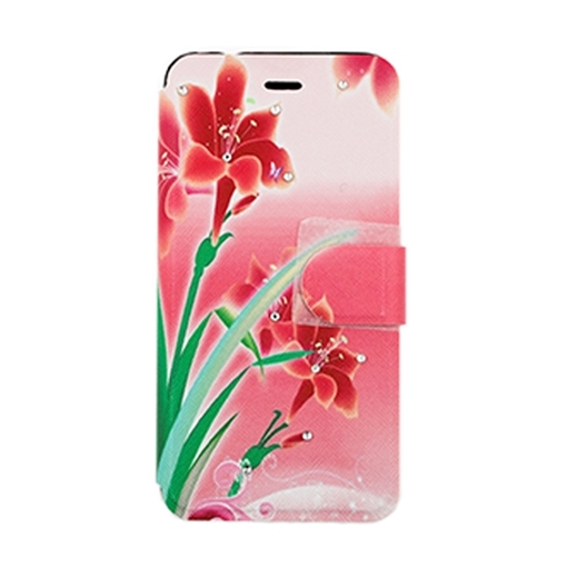 Picture of Book Case Stand Leather Wallet with Clip for Huawei P8 Lite - Design: Pink Flowers