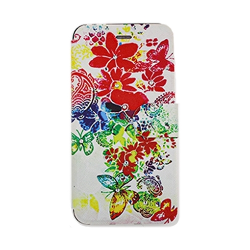 Picture of Book Case Stand Leather Wallet with Clip for Huawei P8 Lite - Design: White Flowers