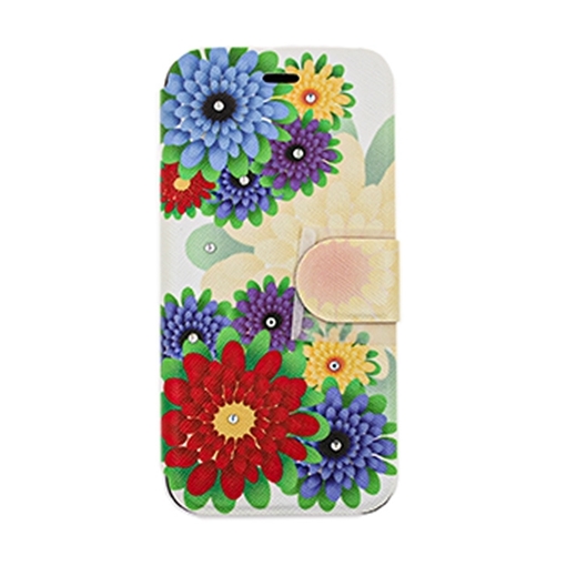 Θήκη Βιβλίο Stand Leather Wallet with Clip για Apple Iphone 7G/8G - Χρώμα: Πολύχρωμα Λουλούδια