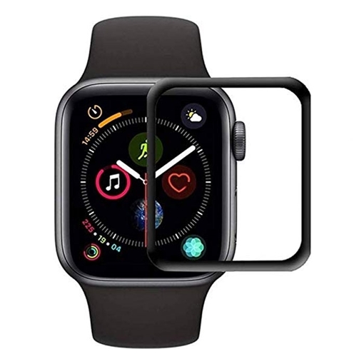 Προστασία Οθόνης Ρολογιού Apple Watch 44mm Full Glue Tempered Glass 5D - Χρώμα: Μαύρο