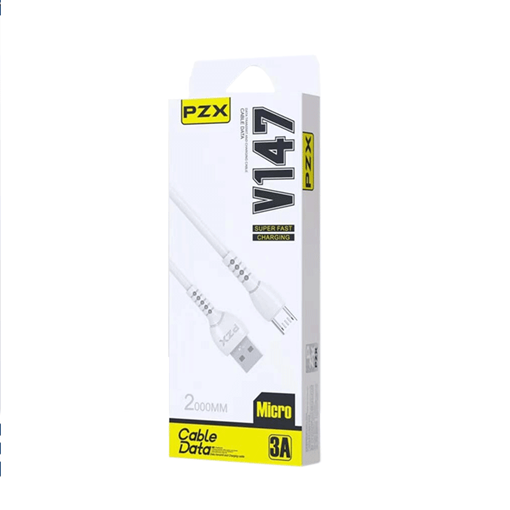 PZX V147 Καλώδιο Γρήγορης Φόρτισης Micro-USB 3Α 2M - Χρώμα: Λευκό