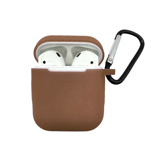 Πλαστική Προστατευτική Θήκη για Apple AirPods Ακουστικά με Keychain Hook  - Χρώμα: Καφέ