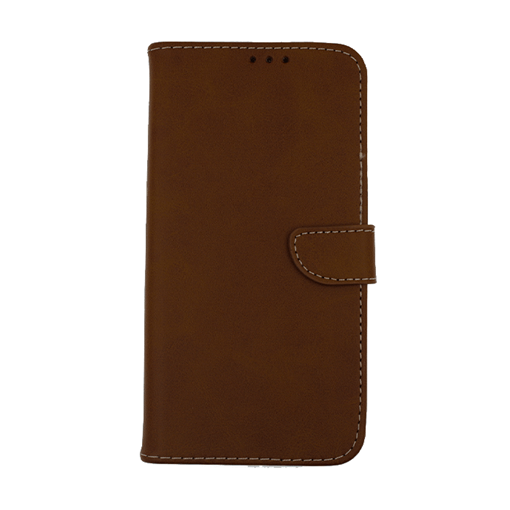 Picture of Leather Book Case with Clip for Xiaomi Redmi Note 9  - Color: Brown