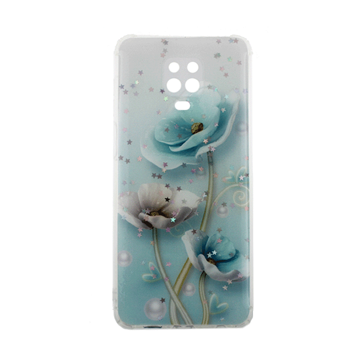 Picture of Silicone Case for Xiaomi Redmi Note 9 Pro - Design: Blue Flowers