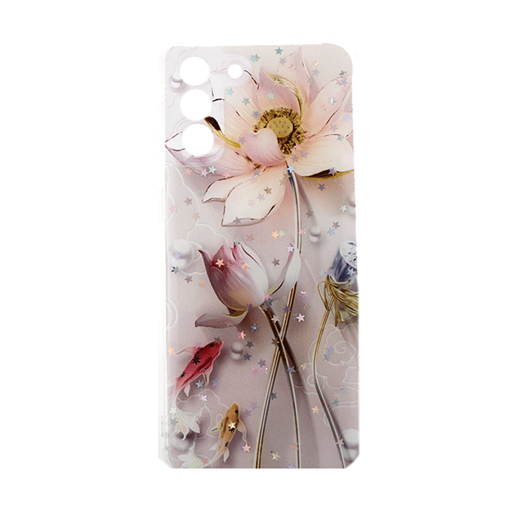 Θήκη Πλάτης Σιλικόνης για Samsung Galaxy S21 Plus (G996B) - Σχέδιο: Λουλούδια με Αστέρια