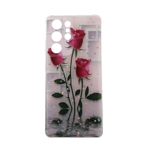 Θήκη Πλάτης Σιλικόνης για Samsung Galaxy  S21 Ultra 5G -Σχέδιο: Kόκκινα Τριαντάφυλλα