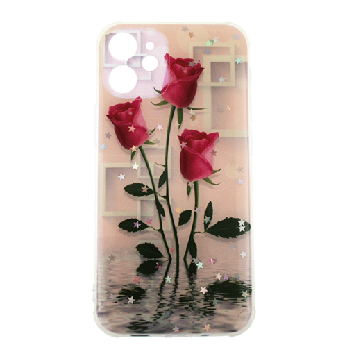 Θήκη Πλάτης Σιλικόνης για iphone 12 Mini - Σχέδιο: Kόκκινα Τριαντάφυλλα