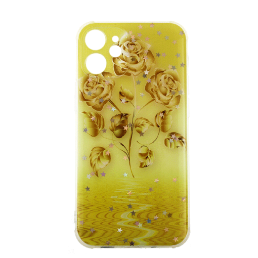Θήκη Πλάτης Σιλικόνης για iPhone 12 Mini - Σχέδιο: Κίτρινα Λουλούδια