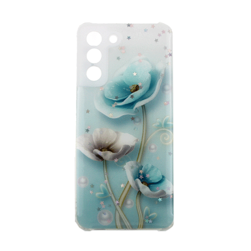 Picture of Silicone Case Blue for Samsung Galaxy S21 G991B - Design: Blue Flowers