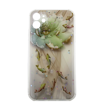 Picture of Θήκη Πλάτης Σιλικόνης για iphone 11  - Design: Green flowers and fish