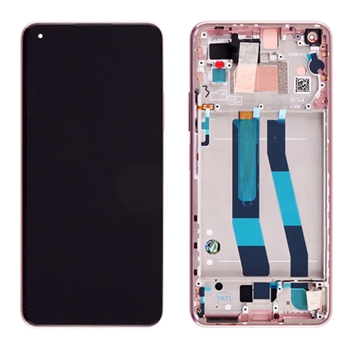 Γνήσια Οθόνη LCD με Μηχανισμό Αφής και Πλαίσιο για Xiaomi Mi 11 Lite 4G 56000D0K9A00 (Service Pack) - Χρώμα: Ροζ