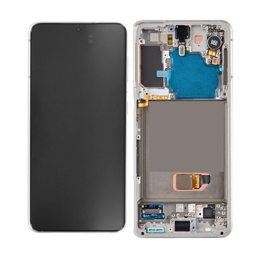 Γνήσια Οθόνη LCD με Μηχανισμό Αφής και Πλαίσιο για Samsung Galaxy  S21 (G991B) GH82-24544C/GH82-24545C/GH82-27256C - Χρώμα: Λευκό