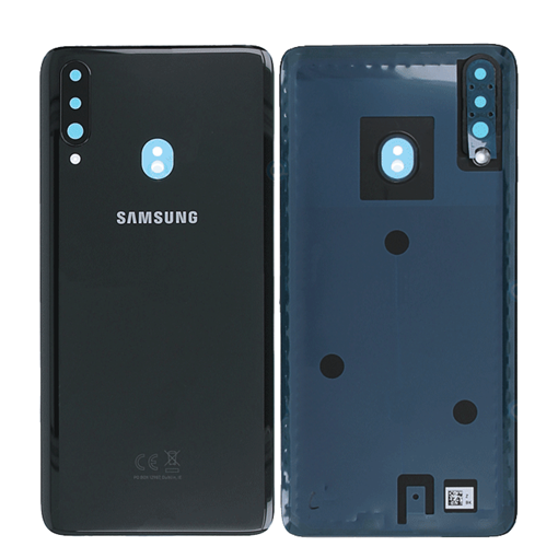 Γνήσιο Πίσω Καπάκι με Τζαμάκι Κάμερας για Samsung Galaxy A20S A207F GH81-19446A - Χρώμα: Μαύρο
