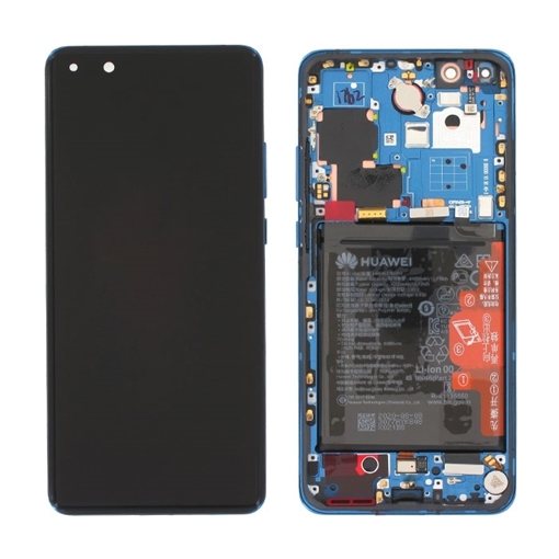 Γνήσια Οθόνη LCD με Μηχανισμό Αφής και Πλαίσιο με Μπαταρία για Huawei P40 Pro (Service Pack) 02353PJJ - Χρώμα: Μπλε