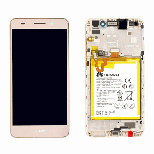 Γνήσια Οθόνη LCD με Μηχανισμό Αφής και Πλαίσιο και Μπαταρία για Huawei Y6 II (Service Pack) 02350VUK - Χρώμα: Χρυσό
