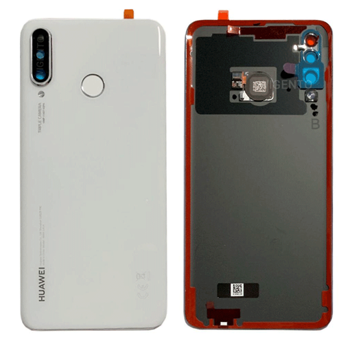 Γνήσιο Πίσω Καπάκι με Δακτυλικό Αποτύπωμα και Τζαμάκι Κάμερας για Huawei P30 Lite 02352RQB - Χρώμα: Λευκό