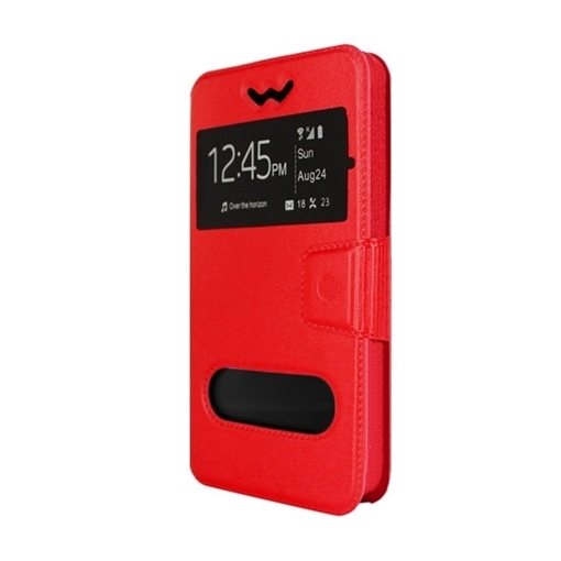 Picture of Book Case With Window For Alcatel Pop D3 - Color: Red