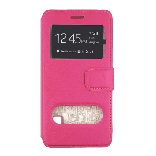 Θήκη Βιβλίο Με Παράθυρο για Vodafone Smart 4 - Χρώμα: Ροζ