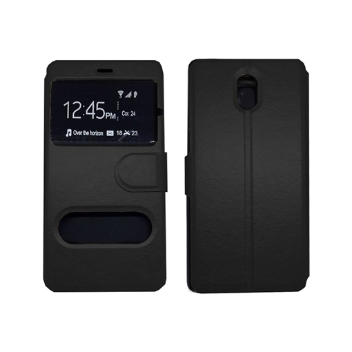 Θήκη Βιβλίο Με Παράθυρο για HTC One M9 Plus - Χρώμα: Μαύρο