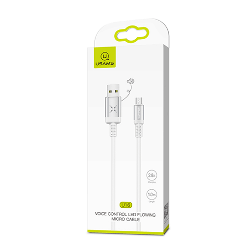 Picture of USAMS SJ288USB04 U16 LED USB 3.0 to micro USB Cable 1Μ -Color:  White