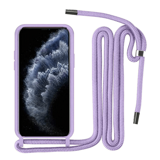 Θήκη Σιλικόνης με Λουράκι για Apple Iphone 12 Pro Max 6.7 - Χρώμα: Λιλά